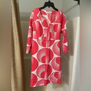 Boden Pink and White Patterned Dress